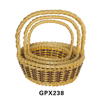 Panier à fruits en osier tendance avec poignées, motif floral, fait main, couleur naturelle, pour la maison, les pique-niques de Pâques, les cadeaux et la décoration intérieure