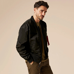 Blouson aviateur MA-1 pour homme avec détails en patchwork, veste d'hiver rembourrée décontractée - Product Image 4