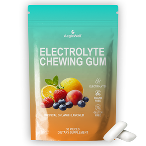 Chewing-gum électrolytique sans sucre, saveur tropicale, supplément d'hydratation sportive portable à croquer, étiquette privée personnalisée - Product Image 1