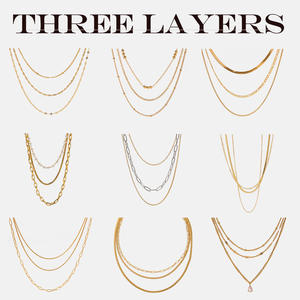 <span class=keywords><strong>JoJo</strong></span>, cadena de clavícula de tres capas para mujer, joyería de acero inoxidable, luz de lujo, gama alta, oro, transfronterizo, europeo, americano, de moda - Product Image 2