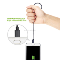 Câble de chargeur USB en aluminium tressé en Nylon de 2 mètres, charge rapide, synchronisation des données, cordon