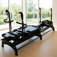 Schwarzer Aluminium Kommerzieller Core-Bed-Reformer, Verstellbar, Langlebig, Extra Breit, Multifunktional für Körper-Pilates-Studio und Gesundheit