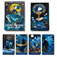 Vente en gros de cartes de tarot Azure Fantasy personnalisées, 78 cartes, divination spirituelle, papier écologique, impression couleur intégrale, boîte cadeau portable