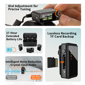 Système de microphone cravate sans fil double avec écran LCD et enregistrement sur carte TF pour téléphone, appareil photo reflex numérique et équipement de studio vidéo - Product Image 2