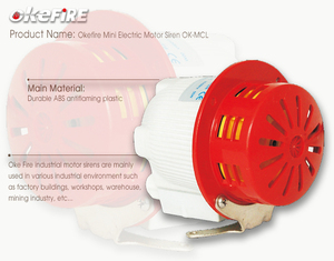 Okefire 220V Mini sirena di avvertimento del motore elettrico e annunciatore di allarme OK-MCL - Product Image 4