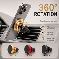 Support de téléphone de voiture à ventouse magnétique en alliage d'aluminium conique, rotatif à 360° avec articulation sphérique, réglable en hauteur, robuste