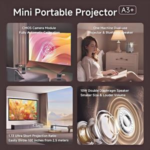 <b>Mini</b> Laser Projector for Home With Built-in <b>Speakers</b> and Rechargeable Battery A3+ Portable Design Compact Size for Home - Product Image 3
