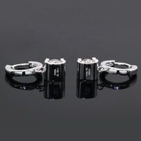 Platinum PT950 Anting Emas 6.5 Mm Potongan Bulat Satu Karat Moissanite Berlian Hoop Earrings