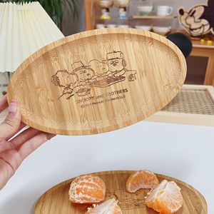 Snoopy And <b>Brothers</b> Bamboo Oval Tray For Fruit Dessert Serving Home Decorative Tray - Product Image 1