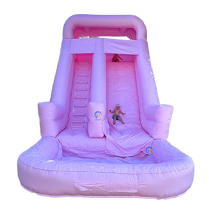 Grand toboggan gonflable portable rose <span class=keywords><strong>avec</strong></span> <span class=keywords><strong>piscine</strong></span> pour fête de filles en plein air - Product Image 1