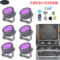 DJ Smart Par 6in1 RGBWA + UV 12*18w Rechargeable sans fil DMX alimenté par batterie LED Uplight 6 pièces avec étui de route de charge