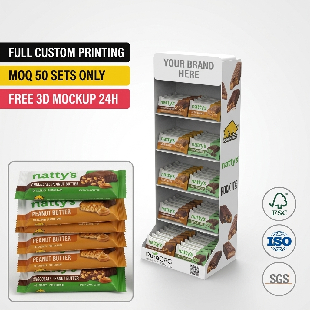 Wholesale Custom Floor Standing PVC Display Stand Healthy Food Snack Display Rack Retail Store Waterproof Display Shelf Apache — view 1