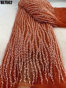 Supoo europeo abito da sposa reale pesante ricamo fatto a mano con perline in pizzo da sposa tessuto rosa Nude con perline con paillettes francesi - Product Image 5