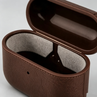 Étui de chargement pour écouteurs sans fil en cuir PU marron vintage, boîte de rangement antichoc pour casque, vente en gros