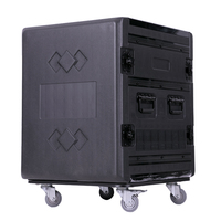 Flight case en plastique HDPE pour amplificateur avec roulettes mobiles, 8U-16U en option, pour équipement audio de scène, étui de protection