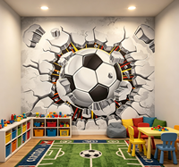 Papier peint mural 3D personnalisé sur le thème du football, revêtement mural autocollant pour chambre de garçon, salle de jeux, décoration murale sportive pour la maison
