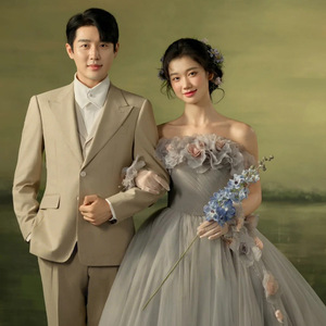 Strapless Tulle Ball Gown Wedding Dress Empire Waistline Floral Print For Travel Photography - Product Image 4