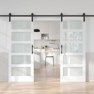 <span class=keywords><strong>Porte</strong></span> <span class=keywords><strong>coulissante</strong></span> en <span class=keywords><strong>bois</strong></span> massif moderne design d'intérieur chambre combinaison classique cadre en <span class=keywords><strong>bois</strong></span> blanc portes de grange coulissantes doubles en verre - Product Image 1