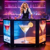 Pantalla LED Digital Plegable y Portátil a Todo Color con Múltiples Paneles, con Ruedas, para Pubs, Menú Interactivo de Bebidas, Pantalla de Exhibición