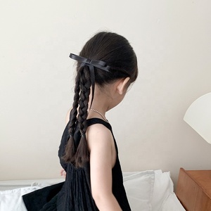 אביזרים לשיער ילדים אלגנטיים צבע מוצק bowknot ברורט קליפים סרט אופנה עיצוב עבור מסיבות בית הספר היומי-בד מתכת - Product Image 5