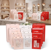 Sac cadeau en papier de luxe avec fenêtre transparente en PVC et poignée pour fleuriste, mariage, fête, emballage cadeau