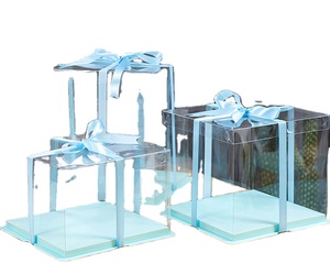 Clear Square Tall Transparent Cake Box Pet Pvc Wedding Birthday Party Gift Box