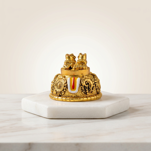 Idole religieuse hindoue décorative plaquée or Balaji Charan avec Shanku Chakra Namam de 2 pouces pour la décoration de la maison et du temple, cadeau - Product Image 1