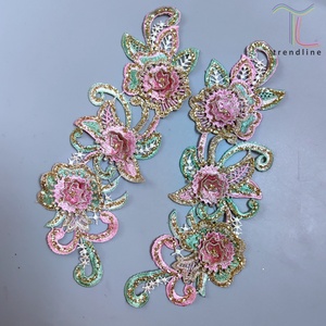 Custom Garment &amp; Processing Tutu Paillette Glittering <strong>Sequin</strong> 3D Flower Floral <strong>Appliques</strong> for Performance Acting Clothing Dresses - Product Image 2