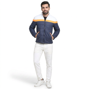 Blouson matelassé en toile pour homme de qualité supérieure, col montant, anti-plis, décontracté, avec logo personnalisé sur le devant, dernières créations, vente chaude - Product Image 1