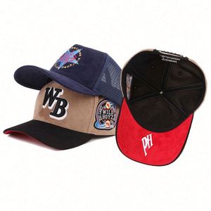 Casquettes de baseball snapback unisexes personnalisées à 5 panneaux, bicolores, en suède 100% polyester, style sportif urbain, pour l'extérieur - Product Image 1