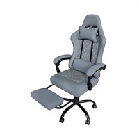 Chaise de jeu en cuir avec accoudoirs longs, hauteur réglable, inclinable et pivotante, base en acier inoxydable - Le meilleur mobilier d'intérieur