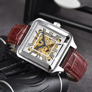 นาฬิกาข้อมือผู้ชายแบบอัตโนมัติเต็มรูปแบบ สายสแตนเลสสตีล กันน้ำ ดีไซน์โครงสร้างโปร่งใส พร้อมกลไกตูร์บิญอง - Product Image 5