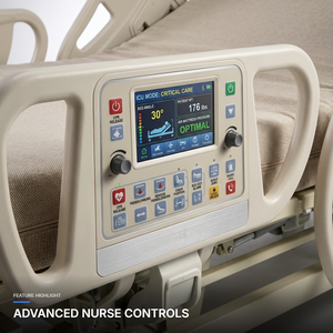 Lit d'<span class=keywords><strong>urgence</strong></span> pour soins intensifs à cinq fonctions avec barreaux latéraux en ABS de haute qualité, contrôle infirmier, réalisation de RCP, patient paralysé - Product Image 2