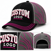 Casquette de baseball personnalisée brodée en 3D avec panneaux contrastants, détails de passepoil et visière incurvée – Style streetwear