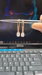 Pendientes de Diamantes Cultivados en Laboratorio, Ovalados, Chapados en Oro Amarillo de 14K, Elegantes, para Novia, Boda, Joyería Fina, Regalo de Aniversario para Ella - Product Image 5