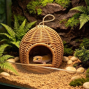 Nido de Pájaro Tejido de Mimbre Tipo Yurt, Universal para Cuatro Estaciones, Bolsa de Descanso Colgante, Suministros para Jaulas de Pájaros, Decoración para Pájaros - Product Image 4
