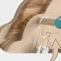 Panneau de rangement mural en bois à trois niveaux, écologique, en forme de nuage blanc, avec étagères et crochets pour le rangement à domicile ou au bureau