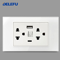 BAOBEN Enchufe de Pared de Vidrio Templado Blanco con USB Tipo C, Estándar Estadounidense, Enchufe para México y América, 118*72, Interruptor de Luz, Carga Rápida