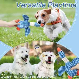 Sesler yaparken ısırma ve taşlama dişlerine dayanabilen vahşi bir kaz içeren yeni iki renkli bir köpek oyuncağı - Product Image 4