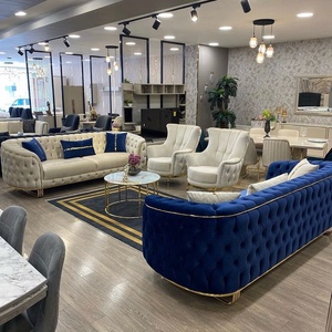 PZ HOME Luxury White Velvet love Seat Three Seat Tufted Living Room <b>Sofas</b> <b>Sofa</b> with Golden Stainless Steel Decoration - Product Image 6