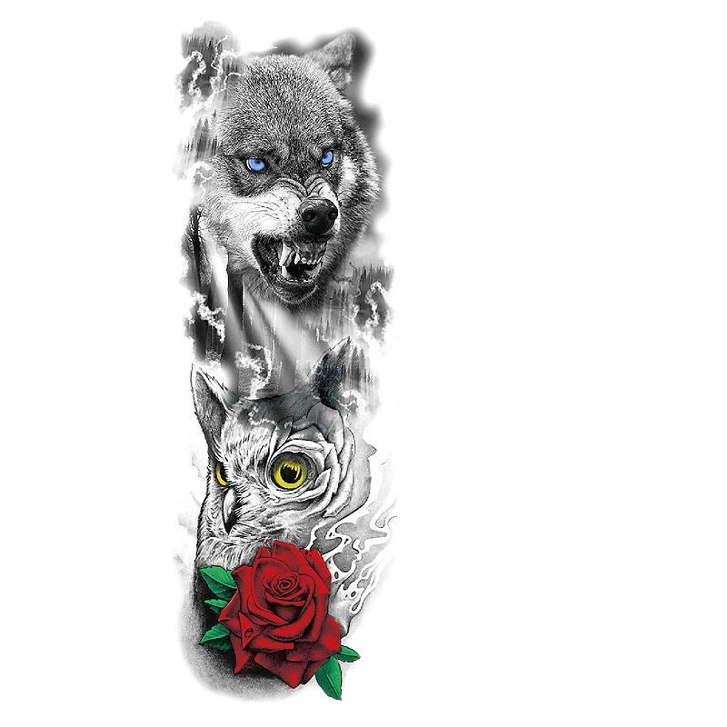 Тату-наклейки на всю руку мужские и женские, водостойкие, с цветами