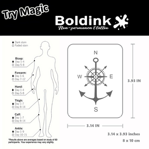 <span class=keywords><strong>Tatuaje</strong></span> Semipermanente Personalizado <span class=keywords><strong>de</strong></span> Ancla Náutica y Brújula, Arte Corporal Realista, Resistente al Agua, Larga Duración (2 Semanas), Tinta Jagua - Product Image 4