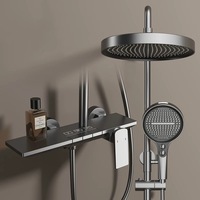 Ensemble de douche mural finition chromée, système de douche pluie haute pression, douchette à main, jet de massage, valve en céramique, utilisation hôtelière moderne