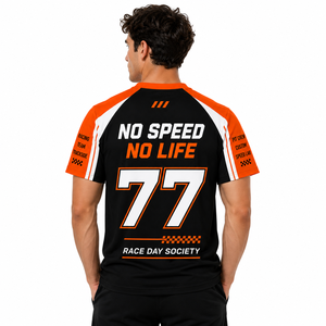 T-shirt de fan de course personnalisé à manches raglan et blocs de couleur, avec numéro imprimé devant et derrière, pour équipe de pit stop, sport automobile, vente en gros - Product Image 3