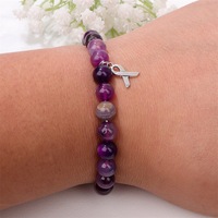 Prevención del cáncer Cinta roja Colgante Polvo Cristal Piedra natural Pulsera con cuentas Lo que el cáncer no puede hacer Tarjeta de regalo