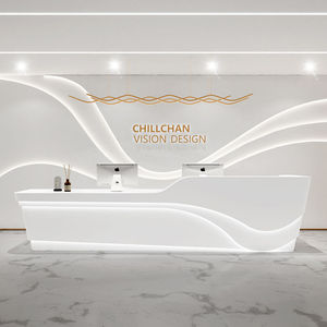 Nuevo en 2025, Mostrador de Recepción con Diseño de Barco, Dorado, con Carga Inalámbrica, Mueble Pequeño, Mesa de Recepción para Peluquería, Mesa de Bar - Product Image 3