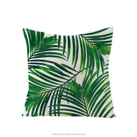 Housse de coussin carrée housse de coussin Ins plante tropicale feuille verte taie d'oreiller imprimée en lin pour salon chambre à coucher, 18x18 pouces