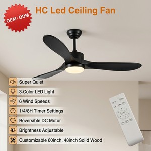 Ventilateur de plafond LED moderne de 52 pouces avec variateur d'intensité, réversible, 6 vitesses, moteur DC, télécommande, 3 pales métalliques, pour salon - Product Image 1