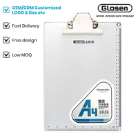 Tablette d'écriture Glosen C1082 A4, bordure en alliage d'aluminium durable, design moderne, porte-stylo et grand clip ; taille/couleur/clip personnalisables