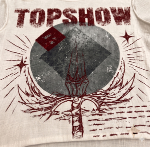 T-shirt in cotone personalizzata TOPSHOW con stampa serigrafica, in lino, vestibilità ampia, effetto vintage distressed, a doppio strato, a maniche lunghe, da uomo - Product Image 2